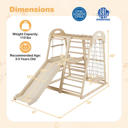 Costzon Indoor Playground 8-in-1 Kids Montessori Jungle Gym