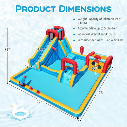 BOUNTECH Inflatable Water Slide Park 9-in-1 Giant Water Bounce House w/Climbing Wall