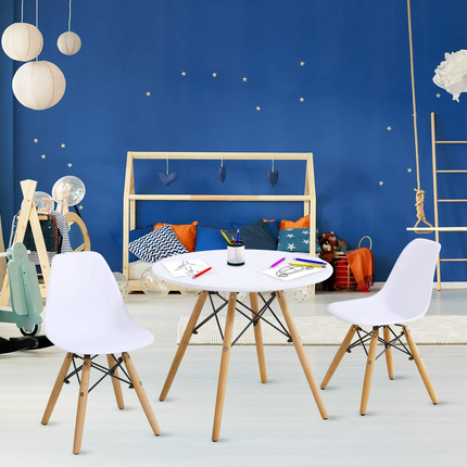 Costzon Kids Table and Chair Set, Kids Mid-Century Modern Style Table Set (Colorful/White, Table & 2/ 4 Chairs)