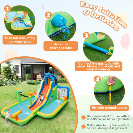 BOUNTECH Inflatable Water Slide Park, Kids Waterslide for Outdoor with Splash Pool