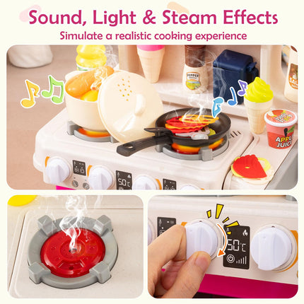 Costzon Kids Kitchen Playset | Little Chef Pretend Kitchenette Set w/Light (Single Side)