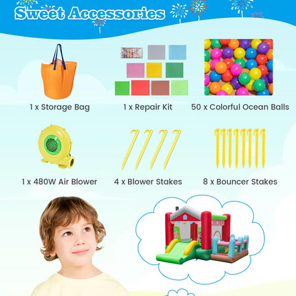 BOUNTECH Inflatable Bounce House, Bouncy House for Kids Indoor Outdoor Party Family with Wide Slide