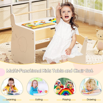 Costzon Kids Table and Chair Set, Wooden Multi-Activity Table with Blackboard