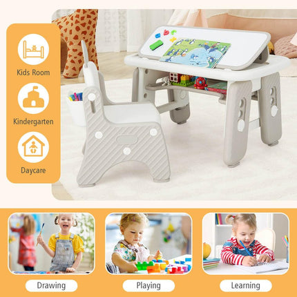 Costzon Kids Table and Chair Set, Graffiti Activity Table, Toddlers Art Table & Chair