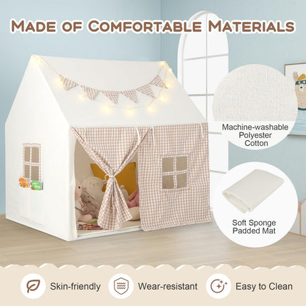 Costzon Kids Tent, Large Playhouse for Indoor Outdoor Play w/Padded Mat, 2 Breathable Windows & 2 Storage Pockets