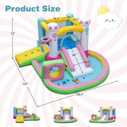 BOUNTECH Inflatable Bounce House, Bouncy House with Slide for Kids 3-6 Indoor Outdoor with Obstacle