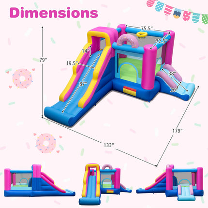 BOUNTECH Princess Bouncy House Jump Castle for Kids Indoor Outdoor w/2 Slides & Jumping Area