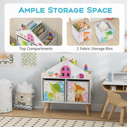 Costzon Kids Dollhouse Bookcase, Wooden Toy Storage Cabinet, Children Bookshelf for Kids Room, Playroom