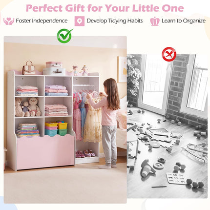 Costzon 2 in 1 Kids Toy Storage Organizer Multifunctional Kids Bookshelf Storage Chest