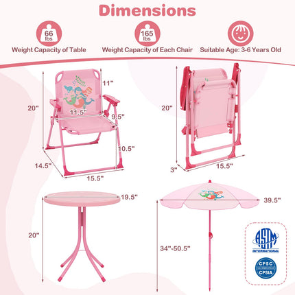 Costzon Kids Outdoor Table with 2 Folding Chairs