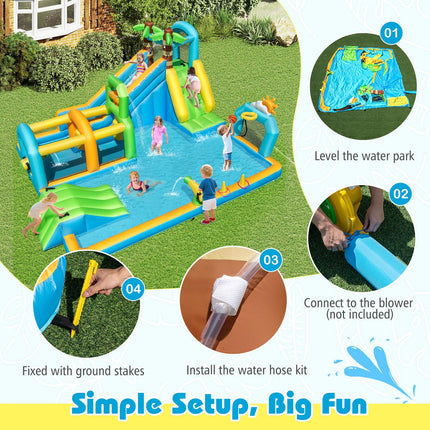 Costzon 9-in-1 Water Slide with Basketball Rim
