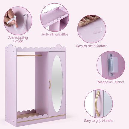 Costzon Kids Dress Up Storage with Mirror Toddler Wardrobe Closet