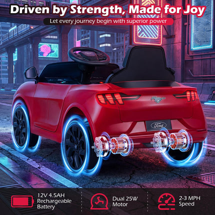 Costzon 12V Licensed Ford Mach E Kids Electric Vehicle Wireless Connection & Spring Suspension