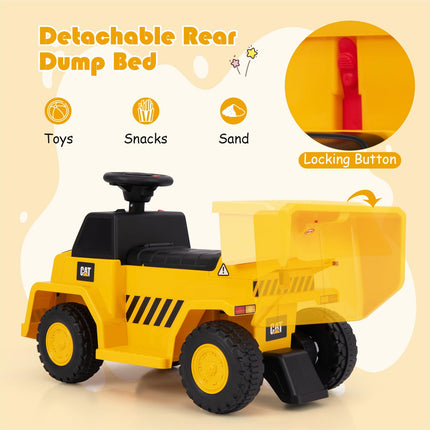 Costzon Ride on Dump Truck, 6V Licensed Caterpillar Ride on Construction Vehicle, Battery Powered Ride on Toy for Toddlers