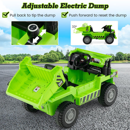 Costzon Kids Ride on Dump Truck, 12V Ride on Car w/Remote Control, Construction Vehicle for Kids