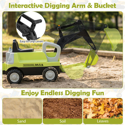 Costzon 2-in-1 Kids Ride on Excavator Tractor with Detachable Trailer