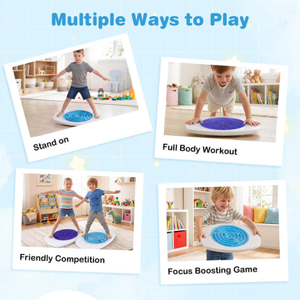 Costzon 2-in-1 Balance Board for Kids with 3 Maze Discs | Wobble Labyrinths Board