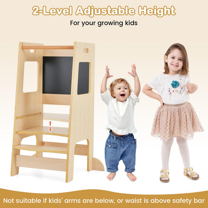 Costzon Toddler Tower, Height Adjustable Kids Kitchen Step Stool with Safety Rail