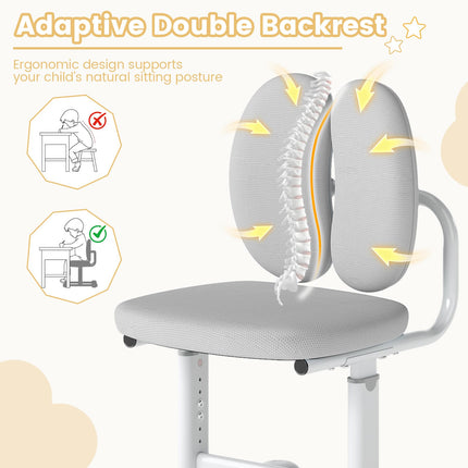 Costzon Kids Desk Chair with Adaptive Double Backrest