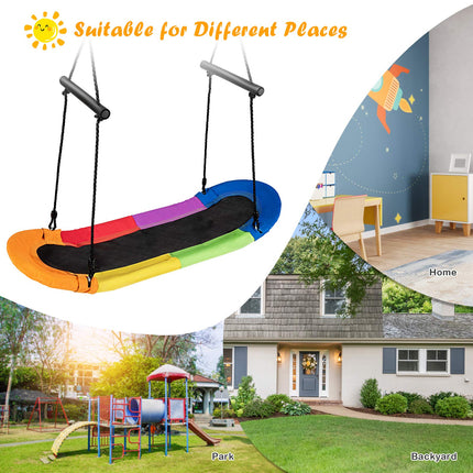 Costzon Saucer Tree Swing Hanging Platform Rope Tree Swing w/ Soft Padded Edge