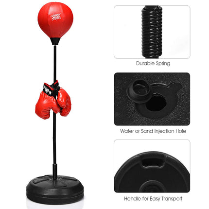 Costzon Punching Bag, Height Adjustable Boxing Equipment for Adults Teens w/Inflatable Ball, Boxing Gloves & Pump