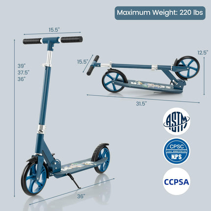 Costzon Kick Scooter for Kids Ages 8+, Foldable Kids & Adults Scooter with 8-inch Big Wheels