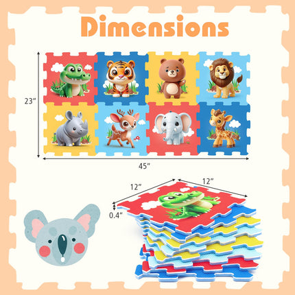 Costzon 8-Piece Educational Animal Interlocking Baby Play Mat