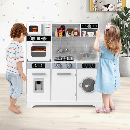 Costzon Kids Kitchen Playset, Wooden Toy Kitchen Set