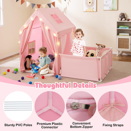 Indoor Large Toddler Pretend Playhouse w/Playpen Door Curtains Viewing Windows