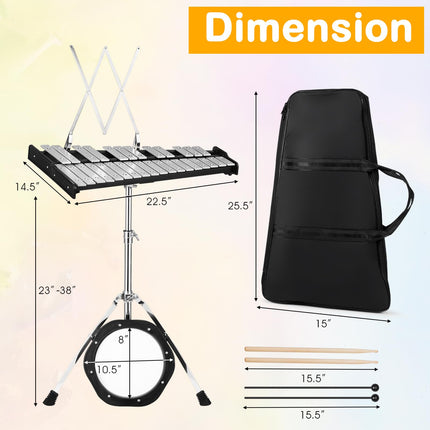 Costzon 30 Notes Glockenspiel Xylophone Bell Kit, Xylophone Percussion Instrument with Height Adjustable Stand
