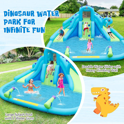 BOUNTECH Inflatable Water Slide, Dinosaur Kids Mega Waterslide Park for Outdoor w/Dual Slides for Racing Fun