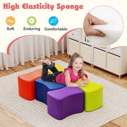 Costzon 6-Piece Modular Stool Set for Kids 10'' Waterproof Daycare Butterfly Foam Stools
