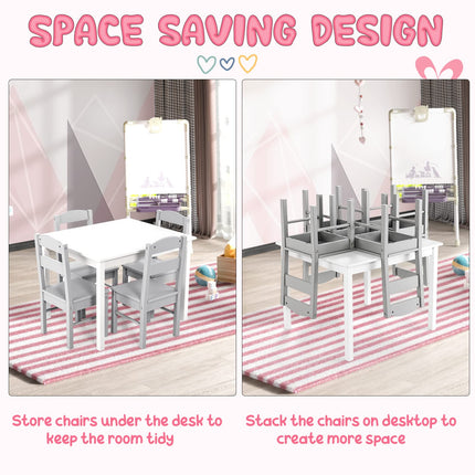 Costzon Kids Table and Chair Set 5 Piece Wood Activity & Chairs for Arts
