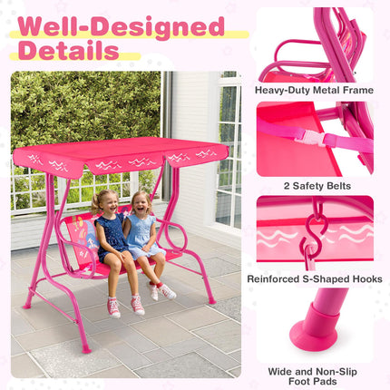 Costzon Kids All-Weather Lounge Chair Hammock with Adjustable Canopy