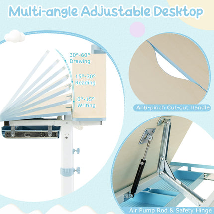 Costzon Kids Study Desk, Height Adjustable Children School Desk with Storage