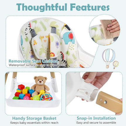 4-in-1 Convertible Highchair Adjustable Legs Double Removable Tray