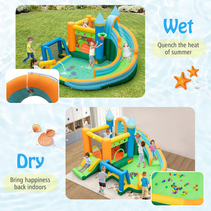 BOUNTECH Inflatable Water Slide, 9 in 1 Kids Water Park Bounce House Combo for Outdoor Fun w/Splash Pool