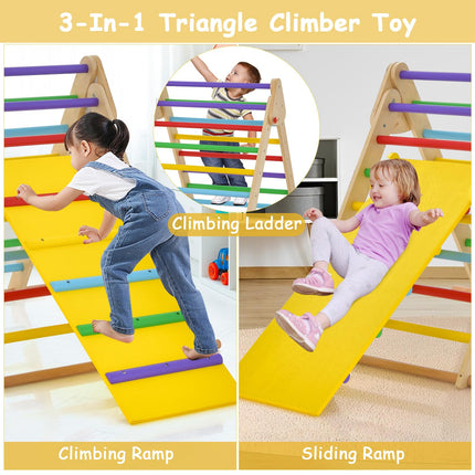 Costzon Climbing Toy for Toddlers, Foldable Upgrade Anti-Rollover Kids Indoor Gym Playset with Reversible Ramp