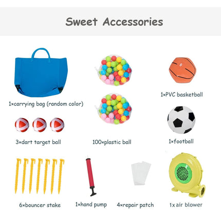 Costzon Inflatable Bounce House 7-in-1 Jump and Slide Bouncer w/ Basketball Rim