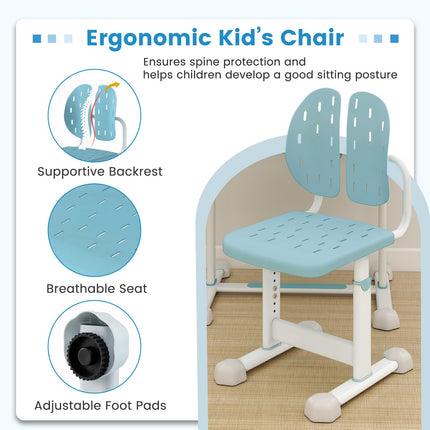 Costzon Kids Height-Adjustable Children Study Desk Set with Tilt Desktop & Book Stand