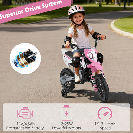 Costzon 12V Kids Motorcycle with Detachable Training Wheels