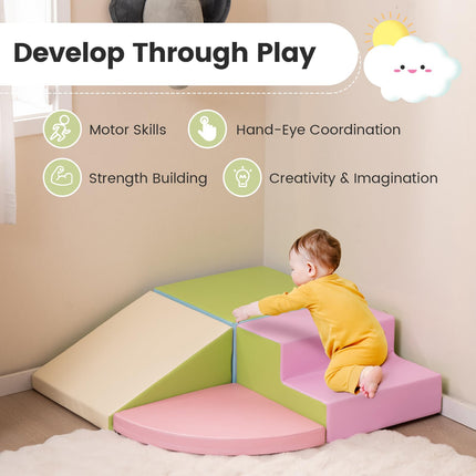 Costzon Climbing Toys for Toddlers, 4 Pieces Climb and Crawl Foam Kids Building Blocks for Children Development & Indoor Active Play