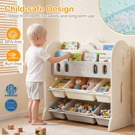 Costzon Kids Bookshelf & Toy Storage Organizer | Space-Themed HDPE Corner Book Case