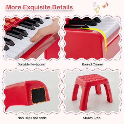 Costzon Kids Piano, 37 Key Toy Piano Keyboard, Portable Electronic Piano Educational Musical Instrument Toy