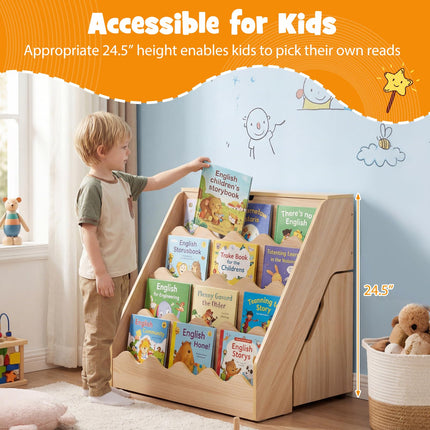 Costzon 2-in-1 Kids Bookshelf 4 Tier Book Shelf Flip-Open Top
