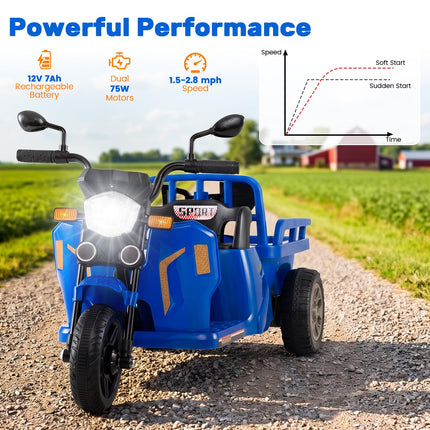 Costzon 12V Kids Motorcycle Electric Tricycle w/Cargo Bed & Shovel