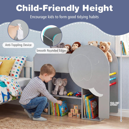 Costzon Elephant Kids Bookshelf 3-Tier Toddler Toy Storage Organizer