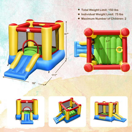 BOUNTECH Inflatable Bounce House, Bouncy House for Kids Indoor Outdoor Party, Portable Backyard Castle Bouncer