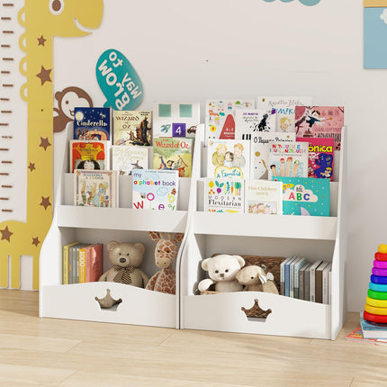 Costzon Kids Bookshelf and Toy Storage, 3-Tier Toddler Bookshelf with Large Storage Cubby