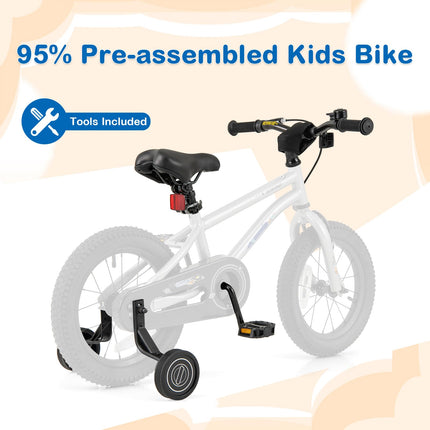 Costzon Outer Space Kids Bike, 14 Inch Sport Bicycle for 4-7 Years Old w/Adjustable Saddle, Training Wheels